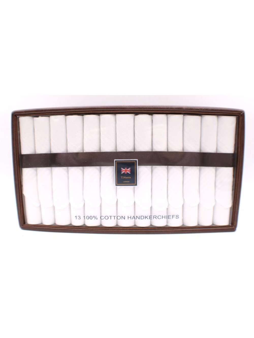NEW T.Harris London 13-Pack 100% Cotton Handkerchiefs Leather Box Hankies Crafts